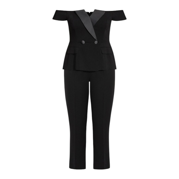 City Chic Sexy Tux Jumpsuit in Black Size Medium(18) - Picture 2 of 4